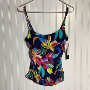 La Blanca INDIGO Square Neck Ruched Underwire Tankini Swim Top, US 4